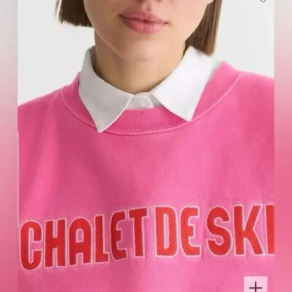 J Crew Heritage Fleece Chalet De Ski Graphic Sweatshirt